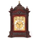A LATE 19TH CENTURY QUARTER CHIMING TRIPLE FUSEE MAHOGANY BRACKET CLOCK the fine architectural
