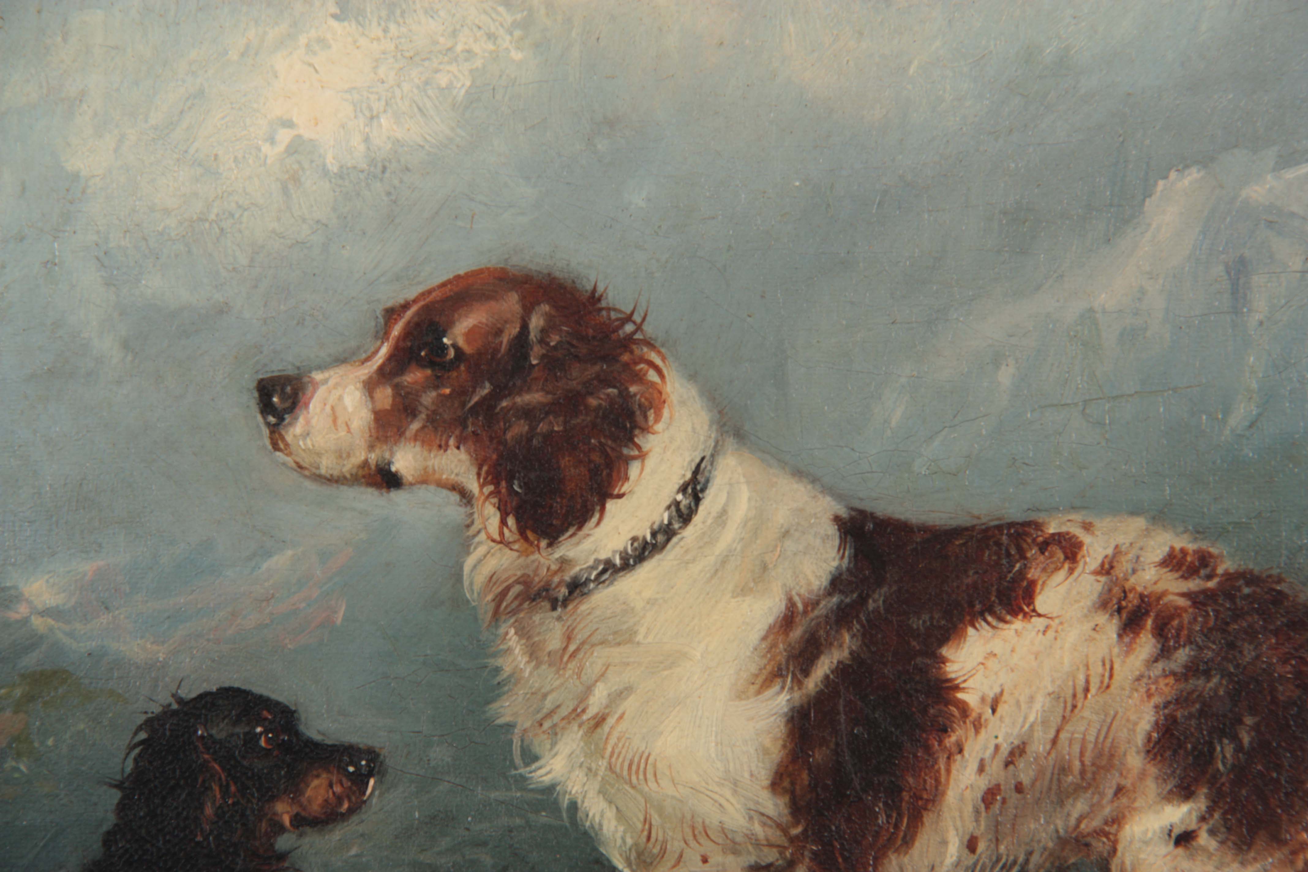 GEORGE ARMFIELD (1810-1893). OIL ON CANVAS Gun dogs in a mountainous landscape 24by29cms - signed - Image 2 of 7