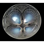RENE LALIQUE. AN EARLY 20th CENTURY OPALESCENT 'COQUILLES' GLASS BOWL moulded with four scallop