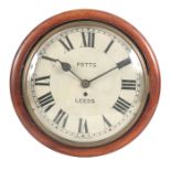 POTTS. LEEDS A LATE 19TH CENTURY FUSEE DIAL CLCOK with moulded mahogany surround and cast brass