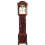 WILLIAM WADY, BRISTOL A GEORGE III FIGURED MAHOGANY AUTOMATON LONGCASE CLOCK the arched top hood