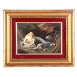 A LATE 19th CENTURY KPM PORCELAIN PLAQUE OF PENITENT MAGDALENE AFTER POMPEO BATONI the reverse