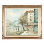 BURNETT - IMPRESSIONIST STYLE OIL ON CANVAS Parisian street scene 49.5cm high 60cm wide signed -