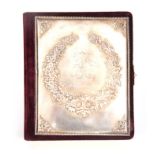 OF ROYAL INTEREST - A FINE LATE 19TH CENTURY RUSSIAN SILVER MOUNTED PURPLE VELVET PHOTOPGRAPH