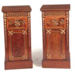 A GOOD PAIR OF LATE GEORGE III ORMOLU MOUNTED PEDESTALS decorated with sprays of wheat, urns and