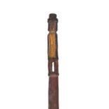 A 19TH CENTURY FOLK ART FIGURAL CARVED AND PAINTED WALKING STICK possibly American, modelled as a