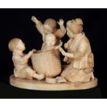 A GOOD LATE 19TH CENTURY MEIJI PERIOD JAPANESE IVORY OKIMONO finely carved and detailed as a