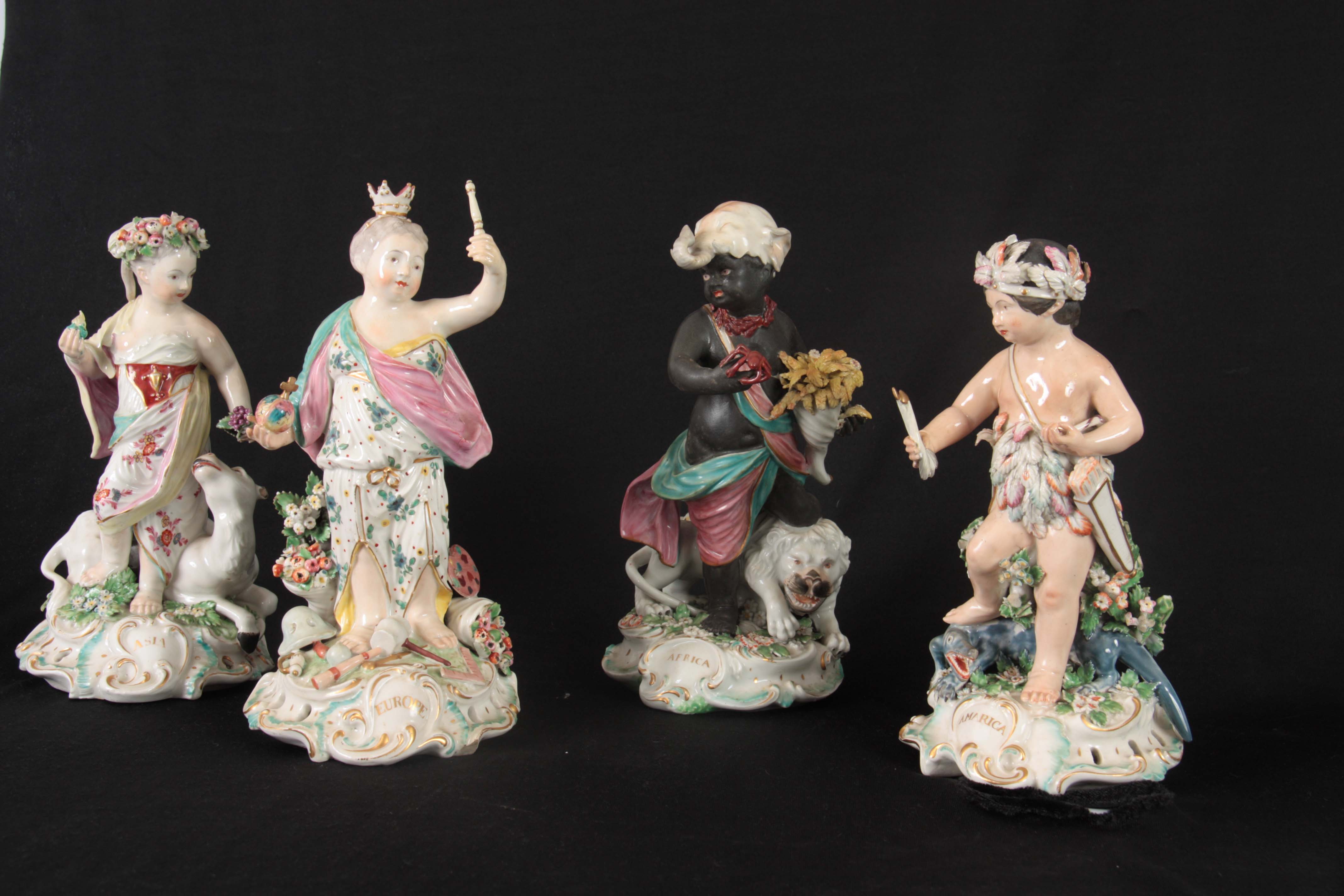 A SET OF FOUR 18TH CENTURY DERBY 'FOUR QUARTERS' FIGURES representing EUROPE, AMARICA, AFRICA and - Image 2 of 15