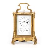 A MID 19TH CENTURY AUSTRIAN CARRIAGE CLOCK WITH PUSH QUARTER-REPEAT the brass case with canted