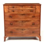 AN UNUSUAL LATE GEORGE III SECRETAIRE MAHOGANY CHEST OF DRAWERS in the manner of Gillows with