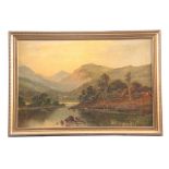 DANIEL SHERRIN 1868 - 1942 OIL ON CANVAS A river landscape 48.5cm high 74.5cm wide - signed and in a