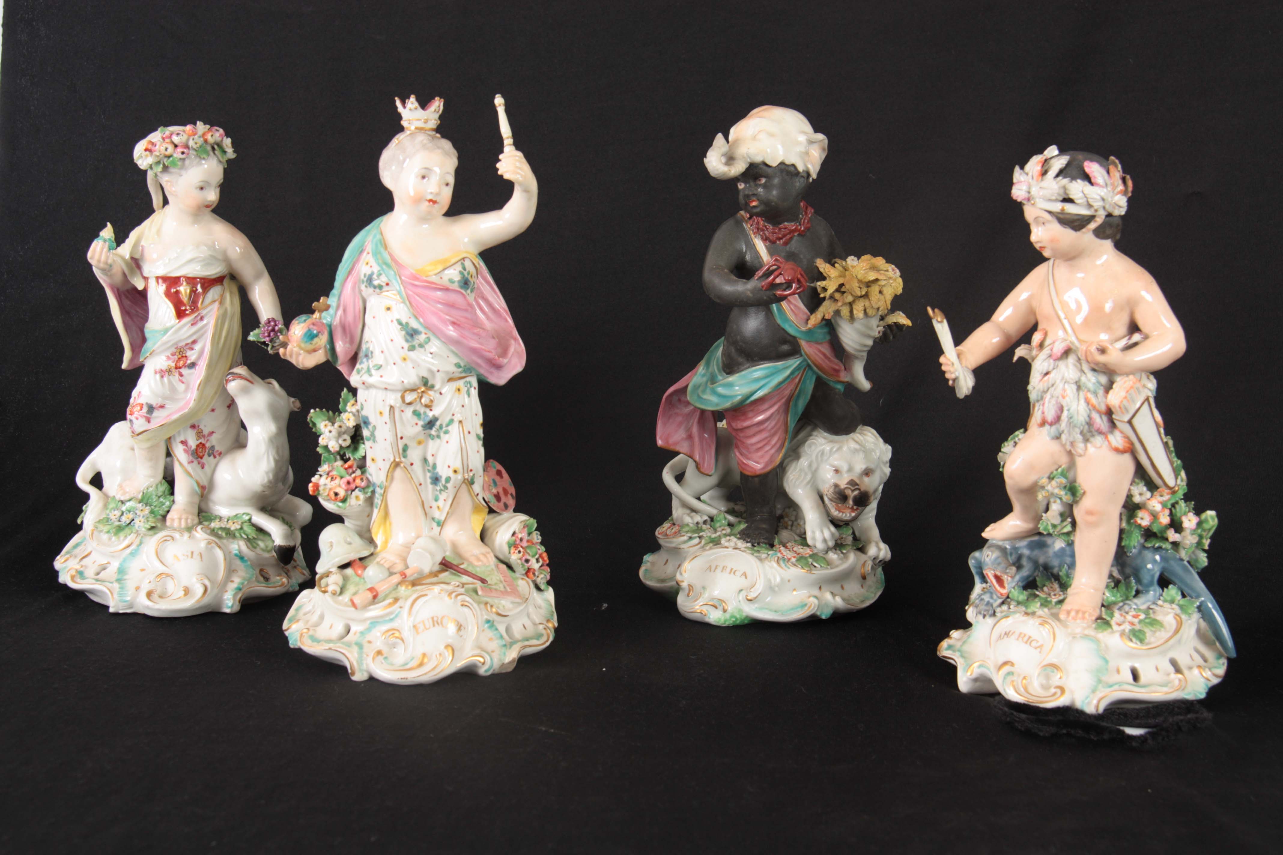 A SET OF FOUR 18TH CENTURY DERBY 'FOUR QUARTERS' FIGURES representing EUROPE, AMARICA, AFRICA and - Image 3 of 15