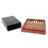 A LATE 19TH CENTURY JACQUES, LONDON TRAVELLING 'IN STATU QUO' TRAVELLING CHESS SET the folding