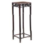 AN 18TH / EARLY 19TH CENTURY CENTURY CHINESE HARDWOOD TALL STAND POSSIBLY HUANGHUALI constructed