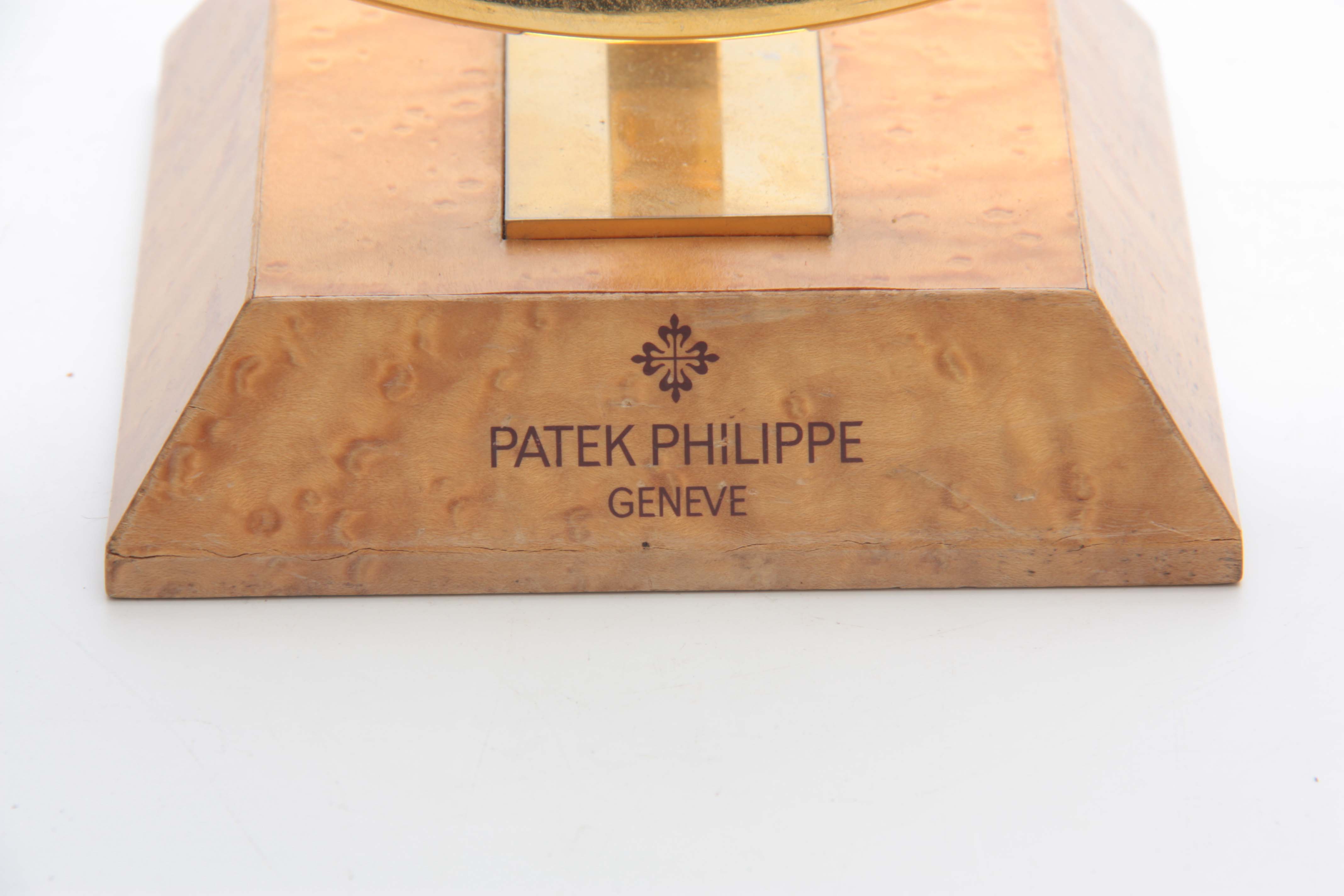 A VINTAGE PATEK PHILIPPE SHOP MIRROR the brass oval frame with pivoted adjustment mounted on a - Image 2 of 6