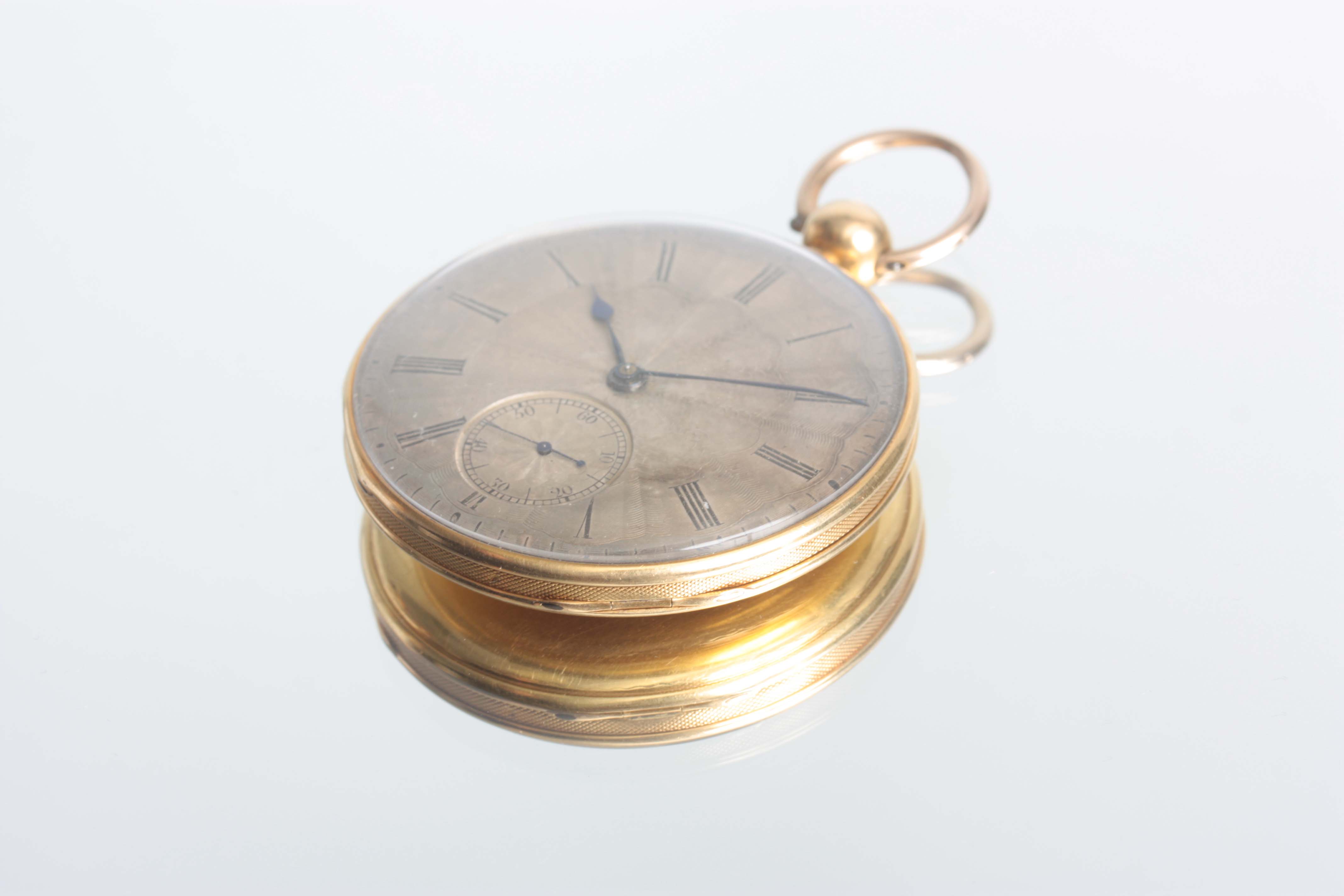 AN EARLY 19TH CENTURY 18CT GOLD OPEN FACED CASED POCKET WATCH the case with honeycomb engraved - Image 3 of 8