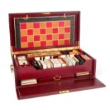 DE LA RUE & Co. LONDON A FINE MID/LATE 19TH CENTURY PINE CASED GENTLEMANS GAMES COMPENDIUM with