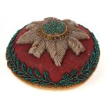 A 19TH CENTURY PRESENTATION BEADWORK CUSHION FOR THE ORDER OF THE THISTLE having felt covering and