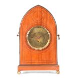 A LATE 19TH CENTURY TRIPLE FUSEE SATINWOOD BRACKET CLOCK the lancet top case having brass side