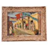 EARLY 20TH CENTURY OIL ON CANVAS Street scene in Marrakesh 27.5cm high, 39cm wide - indistinct