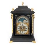 IVAN WYCK, AMSTERDAM A LATE 19TH CENTURY EBONISED QUARTER CHIMING BRACKET CLOCK the case with