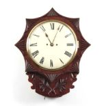 A 19TH CENTURY FLAME MAHOGANY 12" DOUBLE FUSEE DIAL CLOCK having a star-shaped surround with