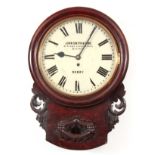 A 19TH CENTURY OAK CASED L.M.S RAILWAY STATION CLOCK the moulded surround above a curved dropbox