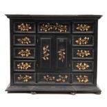 A LATE 17th CENTURY ITALIAN TABLE CABINET with ormolu mounted and precious stone inset drawer fronts