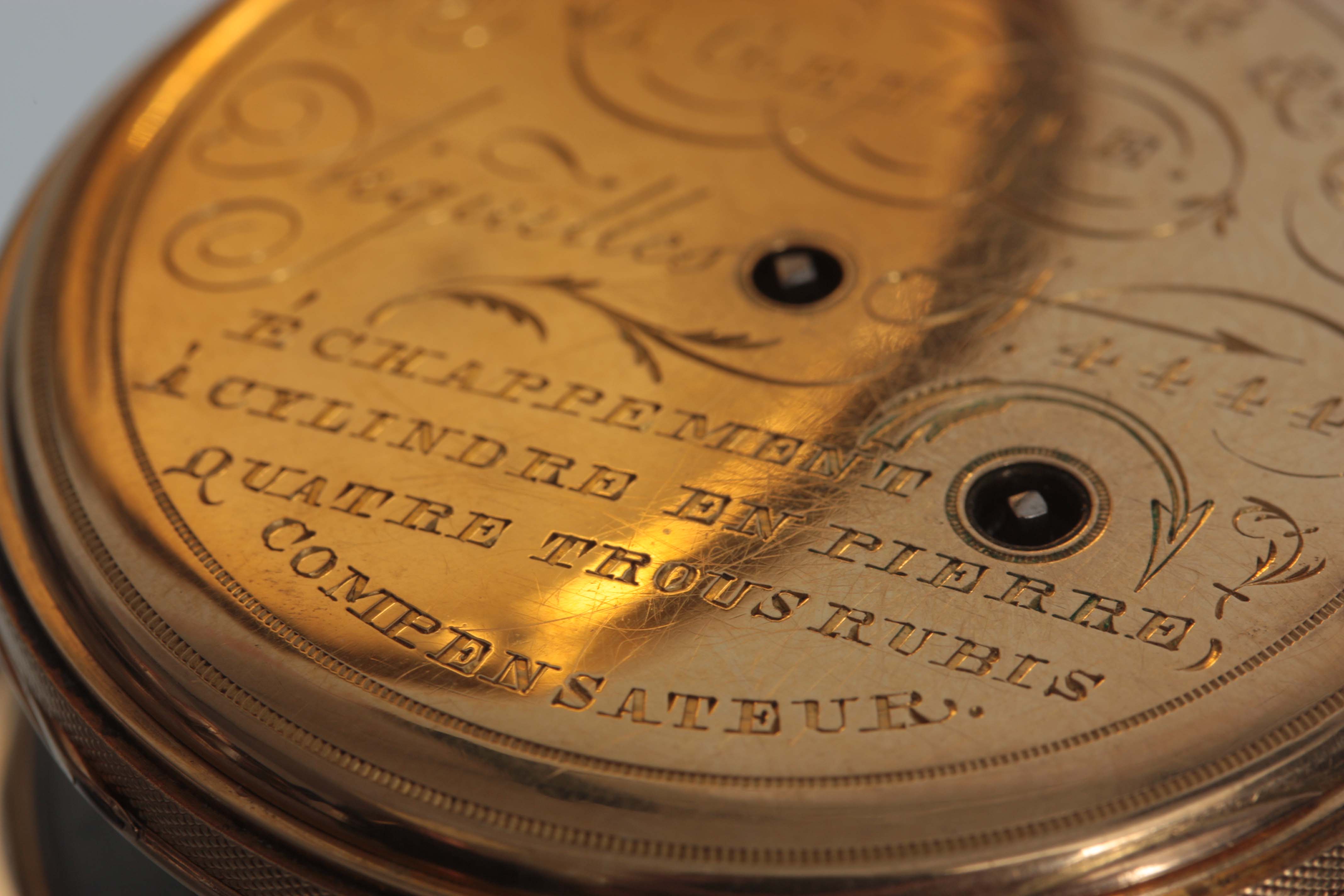 AN EARLY 19TH CENTURY 18CT GOLD OPEN FACED CASED POCKET WATCH the case with honeycomb engraved - Image 7 of 8