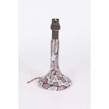 A LATE 19TH/EARLY 20TH CENTURY FRENCH MILLIEFIORE GLASS TABLE LAMP with slender stem and spreading