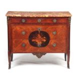 JEAN FRANCOIS LELEU (1729-1807) A LOUIS XV INLAID KINGWOOD THREE DRAWER COMMODE with moulded rounded