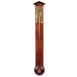 JECKER, A PARIS A 19TH CENTURY FRENCH EMPIRE STICK BAROMETER the figured mahogany case with