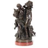 AFTER CLAUDE MICHEL CLODION (1738 - 1814) A BRONZE SCULPTURE OF DIANNA AND BACCHUS - signed