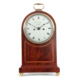 HENRY BORRELL, LONDON AN EARLY REGENCY MAHOGANY BRACKET CLOCK OF SMALL PROPORTIONS the arched case