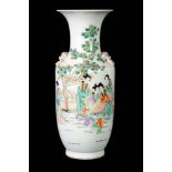A LATE 19TH CENTURY CHINESE FAMILLE VERTE PORCELAIN VASE of baluster form, the body decorated with