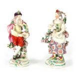 A PAIR OF 18TH CENTURY DERBY MUSICIAN FIGURES each finely modelled dressed in classical costume