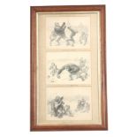 AFTER LANDSEER A SET OF THREE ENGRAVINGS depicting two apes boxing, titled 'Caricature of the