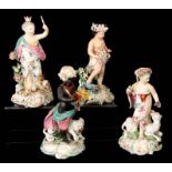 A SET OF FOUR 18TH CENTURY DERBY 'FOUR QUARTERS' FIGURES representing EUROPE, AMARICA, AFRICA and