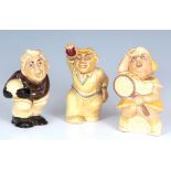 A GROUP OF THREE H J WOOD HUMOROUS SPORTING CHARACTER JUGS depicting a cricketer, footballer and