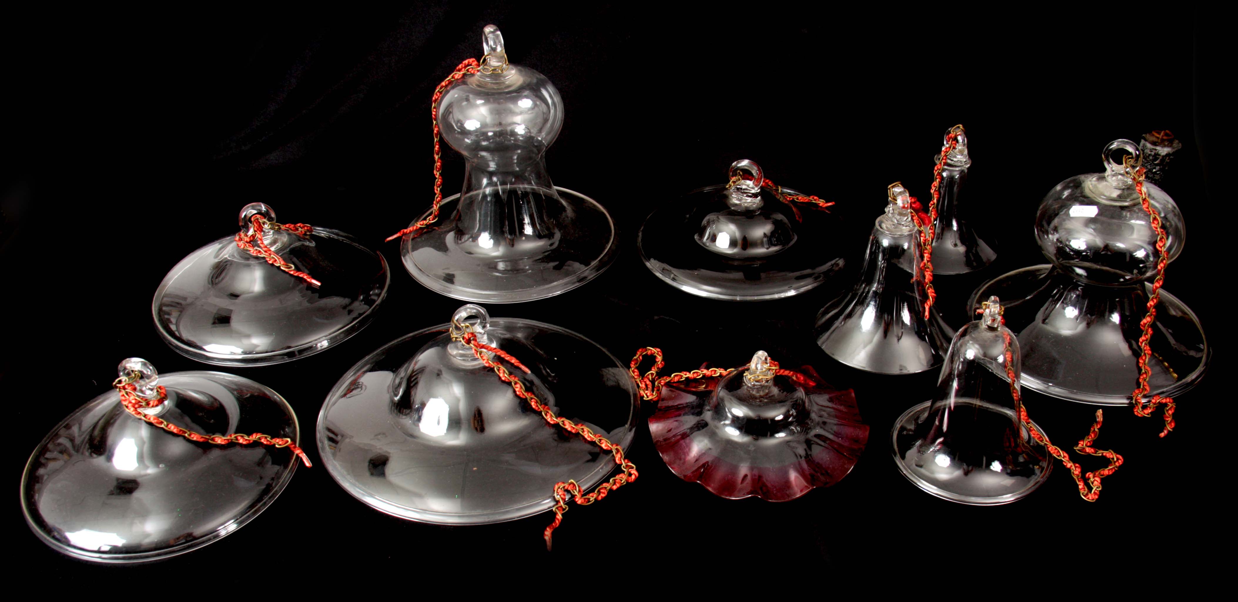 A COLLECTION OF 10 VARIOUS 19th CENTURY GLASS SMOKE SHADES the tallest measuring 26cm high (10)