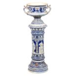 AN IMPRESSIVE LATE 19THCENTURY WESTERWALD, GERMAN STONEWARE PEDESTAL JARDINIERE with overall