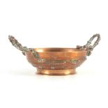 FERDINAND BARBEDIENNE (1810 – 1892) A 19TH CENTURY BRONZE TWO HANDLED BOWL decorated with sprays