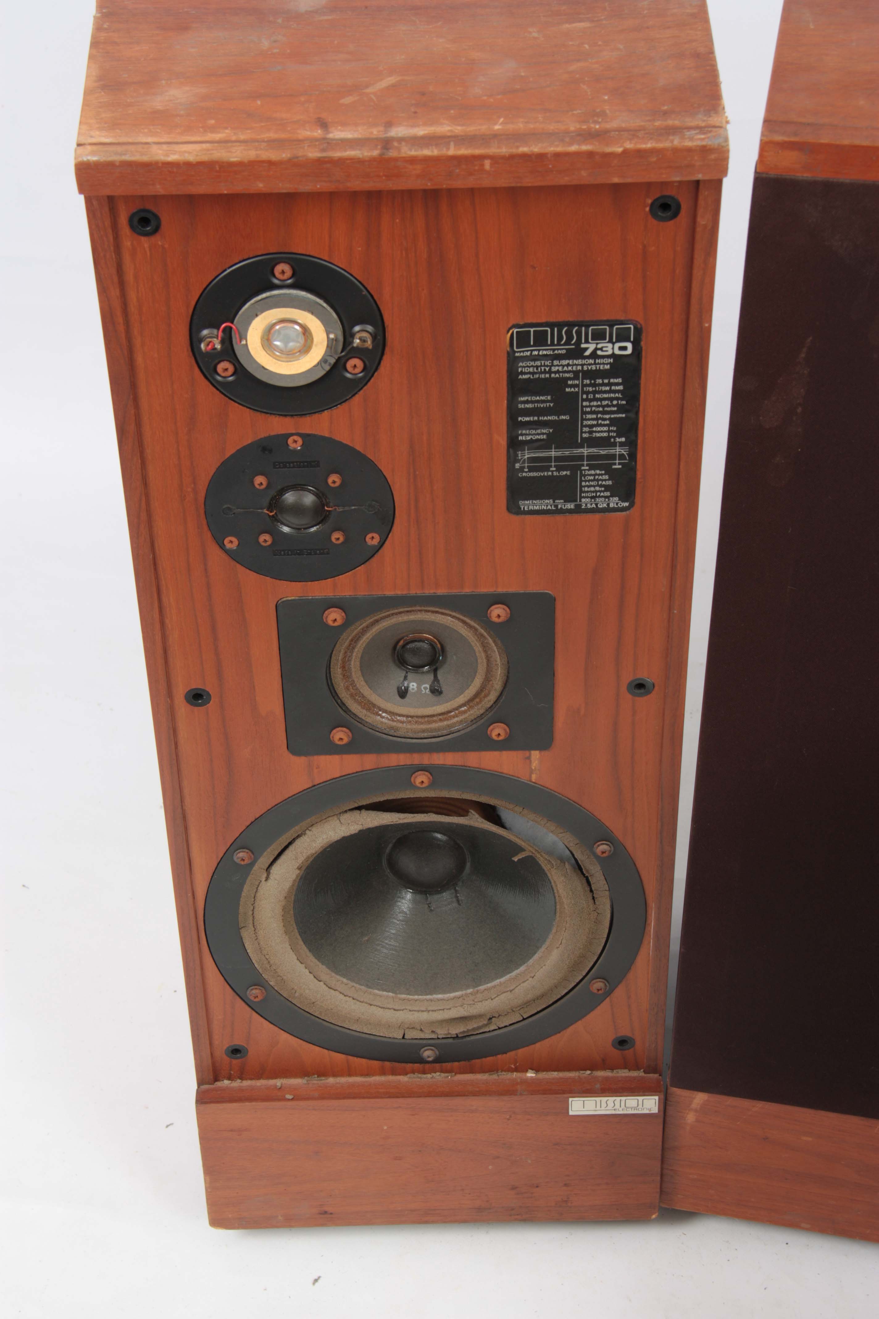 A PAIR OF MISSIONS ELECTRONICS 730 ACOUSTIC SUSPENSION HIGH FIDELITY SPEAKERS 90cm high together - Image 4 of 4