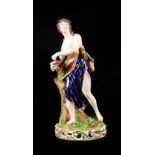 A DERBY LARGE FIGURE OF ARIADNE on a leaf clad and flower head stumpwork base with gilt scroll edged