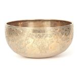 A LARGE 19TH CENTURY BRONZE TIBETAN SINGING BOWL the body with chased engraved decoration