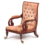 R. DAWS, ROYAL PATIENT A REGENCY FIDDLE BACK MAHOGANY METAMORPHIC LIBRARY CHAIR with adjustable