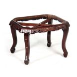 AN 18TH CENTURY CHINESE INLAID HARDWOOD JARDINIERE STAND/ STOOL with relief carved boxwood and ivory