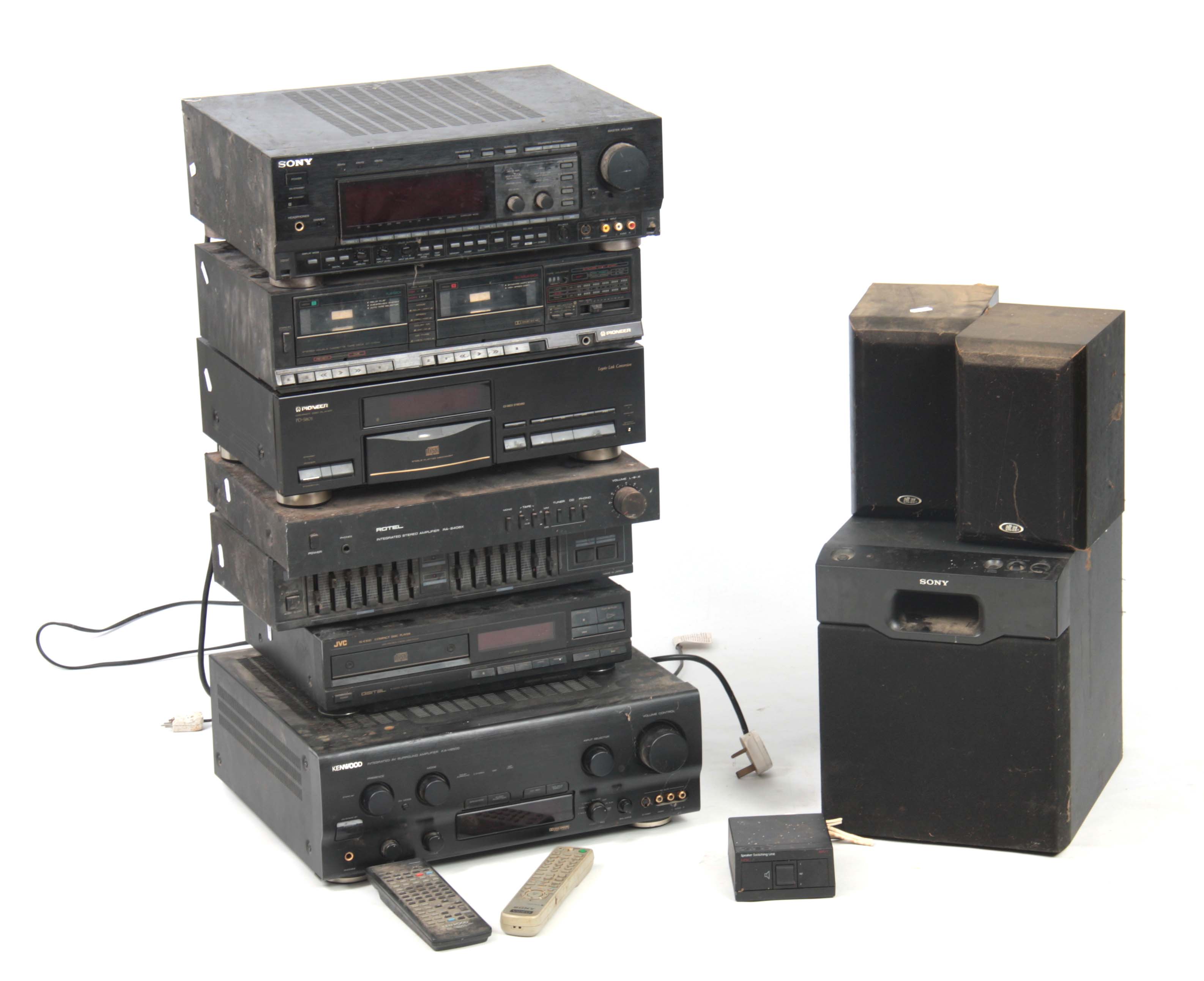 AN ASSORTMENT OF AUDIO EQUIPMENT including A SONY digital processing control amplifier model TA-