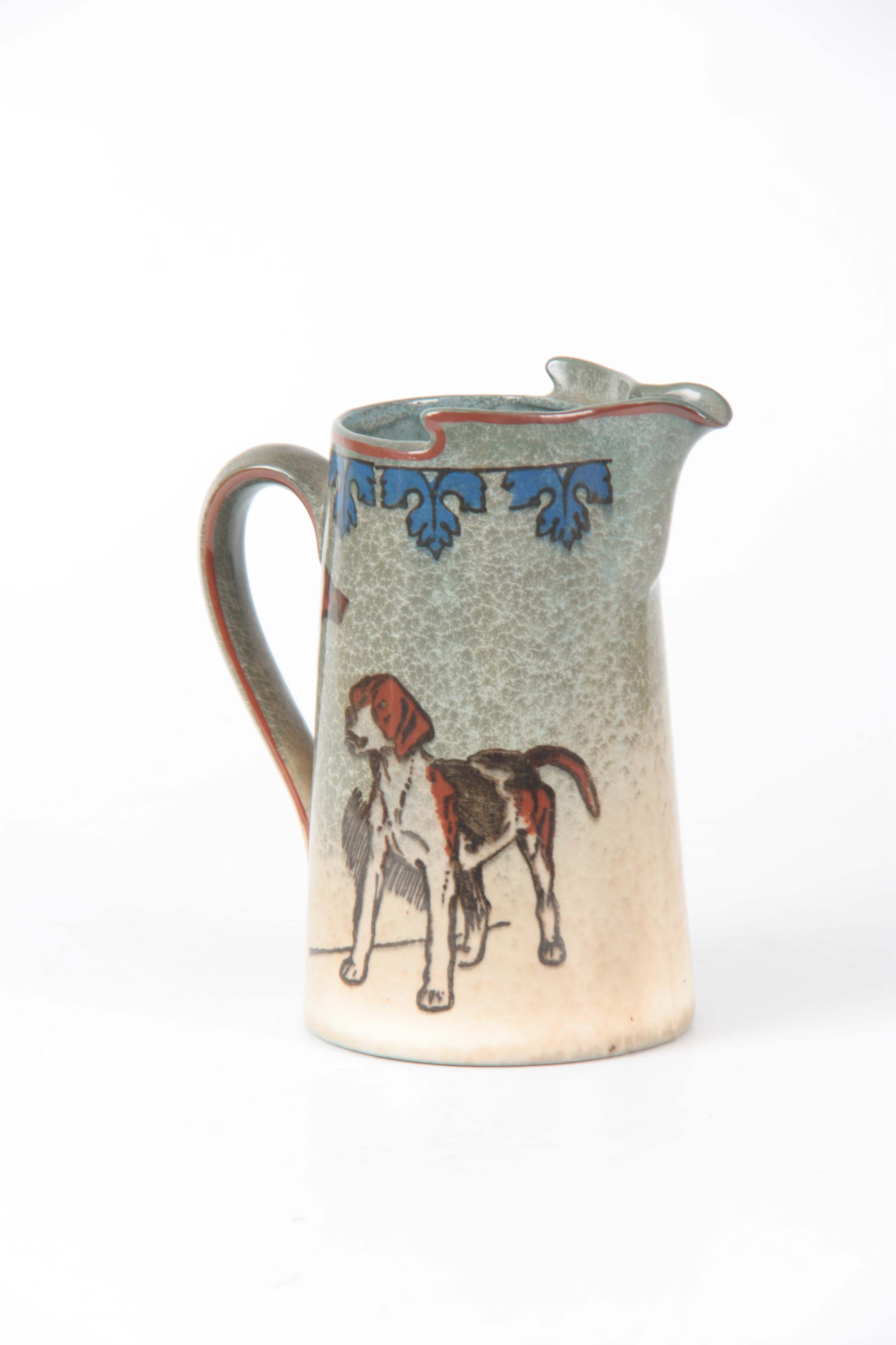 A CECIL ALDIN ROYAL DOULTON HUNTING JUG decorated with hounds and foxes mask 16.5cm high - Image 2 of 7