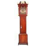 LAWRIE, CARLISLE A GEORGE III AUTOMATION LONGCASE CLOCK the oak case having a swan neck pediment